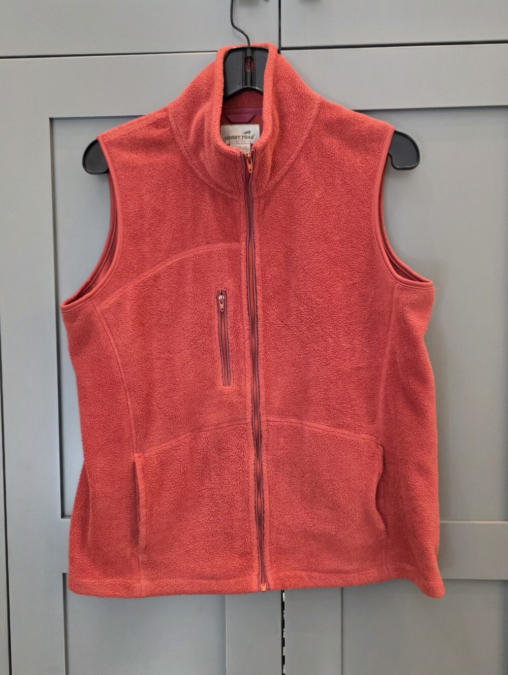 Horny Toad Sherpa Fleece Vest Women’s Large Pumpkin Fall Full Zip Cozy Toad & Co